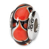 Reflection Beads Sterling Silver Red Heart Hand-blown Glass Bead