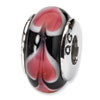 Reflection Beads Sterling Silver Pink Heart Hand-blown Glass Bead