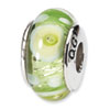Reflection Beads Sterling Silver Green/White Hand-blown Glass Bead