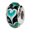 Reflection Beads Sterling Silver Blue Heart Hand-blown Glass Bead