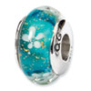 Reflection Beads Sterling Silver Blue Floral Hand-blown Glass Bead