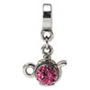 Reflection Beads Sterling Silver Pink Crystal Teapot Dangle Bead