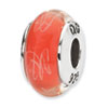 Reflection Beads Sterling Silver Orange/White Scribbles Hand-blown Glass Bead