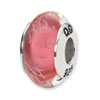 Reflection Beads Sterling Silver Pink/White Scribbles Glass Bead