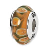 Reflection Beads Sterling Silver Orange/Green Hand-blown Glass Bead