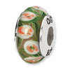 Reflection Beads Sterling Silver Green/Orange Hand-blown Glass Bead