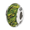 Reflection Beads Sterling Silver Green/Yellow Swirl Hand-blown Glass Bead
