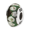 Reflection Beads Sterling Silver Green/Purple Floral Hand-blown Glass Bead