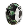 Reflection Beads Sterling Silver Black/Green Pentagon Shaped Hand-blown Glass Be