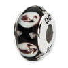 Reflection Beads Sterling Silver Black/Purple Floral Hand-blown Glass Bead