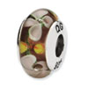 Reflection Beads Sterling Silver White/Orange Floral Hand-blown Glass Bead