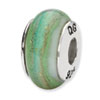 Reflection Beads Sterling Silver White/Green/Blue Hand-blown Glass Bead