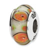 Reflection Beads Sterling Silver White/Orange Hand-blown Glass Bead