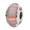 Reflection Beads Sterling Silver Red/Blue Swirl Hand-blown Glass Bead