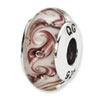Reflection Beads Sterling Silver White/Mauve Swirl Hand-blown Glass Bead