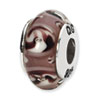 Reflection Beads Sterling Silver Mauve Floral Hand-blown Glass Bead