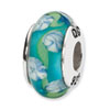 Reflection Beads Sterling Silver Blue Floral Hand-blown Glass Bead
