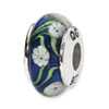 Reflection Beads Sterling Silver Blue/White Floral Hand-blown Glass Bead