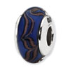 Reflection Beads Sterling Silver Blue/Tan Swirl Hand-blown Glass Bead
