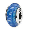 Reflection Beads Sterling Silver Blue/White Hand-blown Glass Bead
