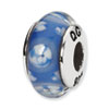Reflection Beads Sterling Silver Blue/White Floral Hand-blown Glass Bead