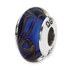 Reflection Beads Sterling Silver Blue/Brown Swirl Hand-blown Glass Bead