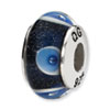 Reflection Beads Sterling Silver Blue/White Circles Hand-blown Glass Bead