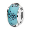 Reflection Beads Sterling Silver Blue/Black Scribble Hand-blown Glass Bead