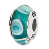 Reflection Beads Sterling Silver Blue/White Circles Hand-blown Glass Bead