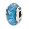 Reflection Beads Sterling Silver Blue/White Swirl Hand-blown Glass Bead