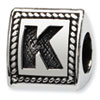 Reflection Beads Sterling Silver Letter K Triangle Block Bead