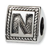 Reflection Beads Sterling Silver Letter N Triangle Block Bead