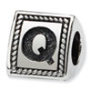 Reflection Beads Sterling Silver Letter Q Triangle Block Bead