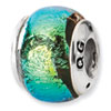 Reflection Beads Sterling Silver Green Dichroic Glass Bead