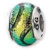 Reflection Beads Sterling Silver Green Dichroic Glass Bead