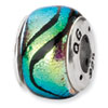 Reflection Beads Sterling Silver Green Dichroic Glass Bead