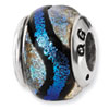 Reflection Beads Sterling Silver Blue Dichroic Glass Bead