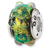 Reflection Beads Sterling Silver Green Dichroic Glass Bead