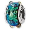 Reflection Beads Sterling Silver Blue Dichroic Glass Bead