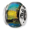 Reflection Beads Sterling Silver Yellow Dichroic Glass Bead