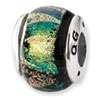 Reflection Beads Sterling Silver Green Dichroic Glass Bead