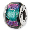 Reflection Beads Sterling Silver Blue Dichroic Glass Bead