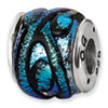 Reflection Beads Sterling Silver Blue Dichroic Glass Bead
