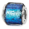 Reflection Beads Sterling Silver Blue Dichroic Glass Bead