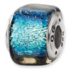 Reflection Beads Sterling Silver Blue Dichroic Glass Square Bead