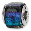 Reflection Beads Sterling Silver Rainbow Dichroic Glass Square Bead