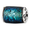 Reflection Beads Sterling Silver Blue Dichroic Glass Barrel Bead