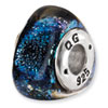 Reflection Beads Sterling Silver Blue Dichroic Glass Triangle Bead