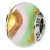 Reflection Beads Sterling Silver Green/Pink/Yellow/Gold Italian Murano Bead