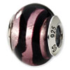 Reflection Beads Sterling Silver Pink/Black Italian Murano Bead